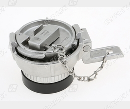 TW coupler MK 80 SS-90° (bent lever) and dust plug VB 80 ADR SS with pressure relief
