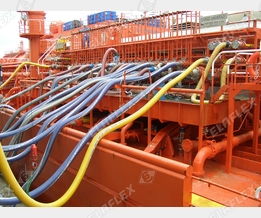 Cargo loading of ship - various media