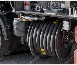 Road tanker with open hose reel, HD hose assembly, ZV 500 nozzle