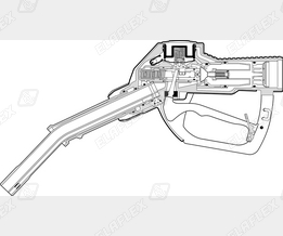 Graphic, components of a ZVA Slimline 2 GR nozzle for vapour recovery